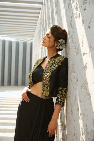 Jacket Set Indian Wedding - Black Parakeet by Chamee & Palak