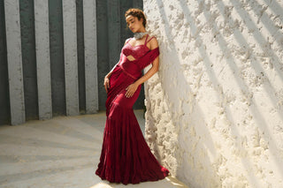 Saree Indian Wedding - Red Aura Pre-Drape by Chamee & Palak
