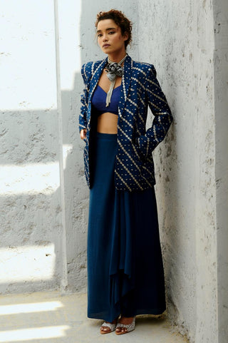 Blazer Set Contemporary Wear - Blue Lena by Chamee & Palak
