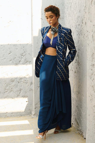 Blazer Set Contemporary Wear - Blue Lena by Chamee & Palak