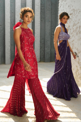 Sharara Indian Wedding - Red Serena by Chamee & Palak