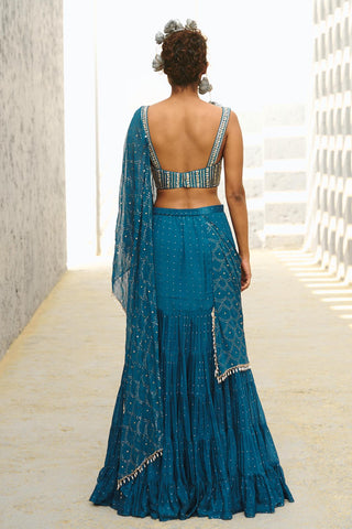 Saree Indian Wedding - Blue Grace Pre-Drape by Chamee & Palak