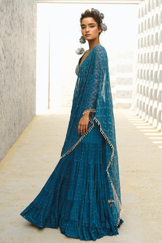 Saree Indian Wedding - Blue Grace Pre-Drape by Chamee & Palak