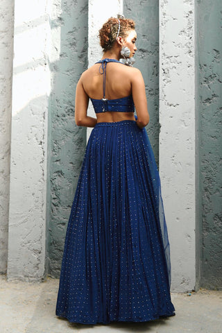 Skirt Set Indian Wedding - Blue Stella Ruched by Chamee & Palak