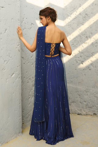 Skirt Set Indian Wedding - Blue Stella Corset Mermaid by Chamee & Palak