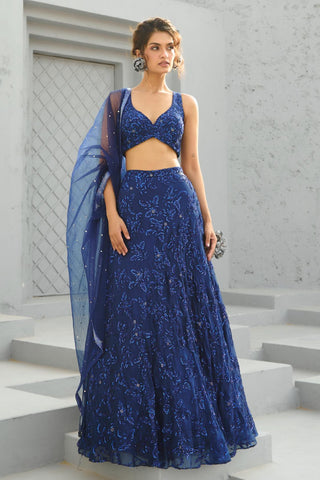 Skirt Set Indian Wedding - Blue Serena by Chamee & Palak