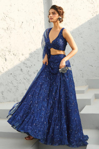 Skirt Set Indian Wedding - Blue Serena by Chamee & Palak