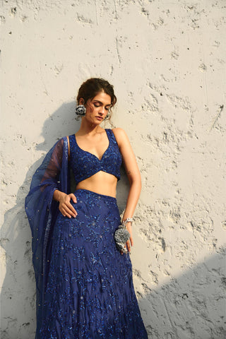 Skirt Set Indian Wedding - Blue Serena by Chamee & Palak