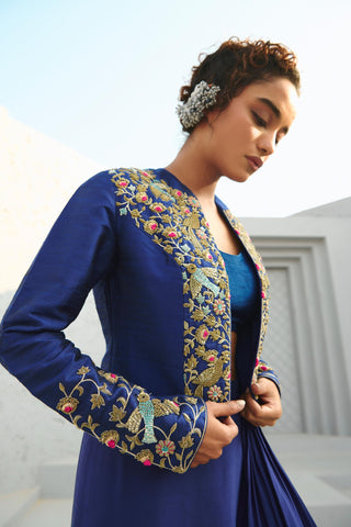 Jacket Indian Wedding - Blue Parakeet by Chamee & Palak