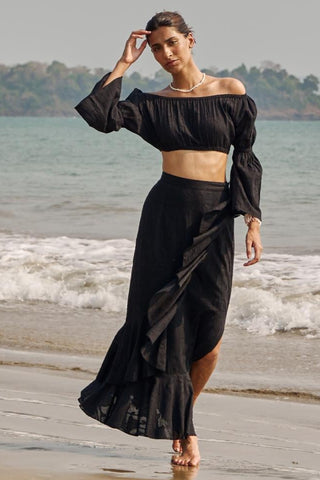 Black adey ruffle skirt