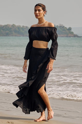 Black adey ruffle skirt