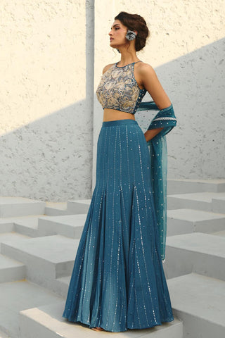 Skirt Set Indian Wedding - Blue Angel Mermaid by Chamee & Palak