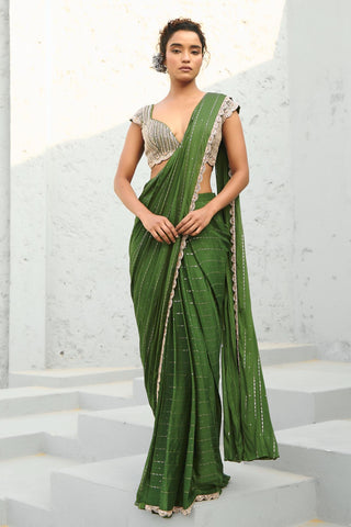 Saree Indian Wedding - Green Juliet Pre-Draped by Chamee & Palak