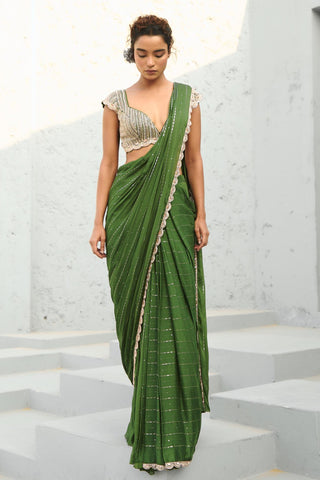 Saree Indian Wedding - Green Juliet Pre-Draped by Chamee & Palak