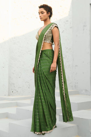 Saree Indian Wedding - Green Juliet Pre-Draped by Chamee & Palak