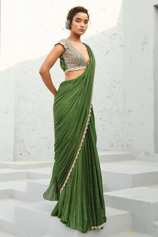 Saree Indian Wedding - Green Juliet Pre-Draped by Chamee & Palak