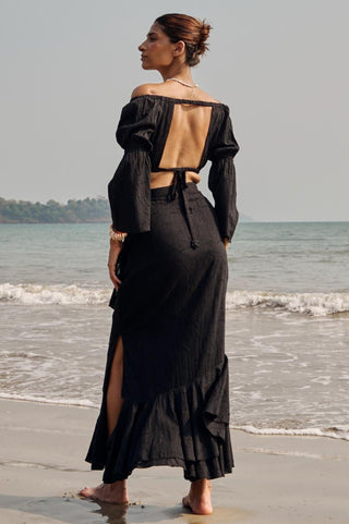 Black adey ruffle skirt