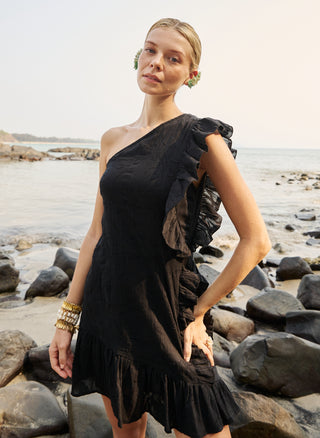 Adey ruffle black dress