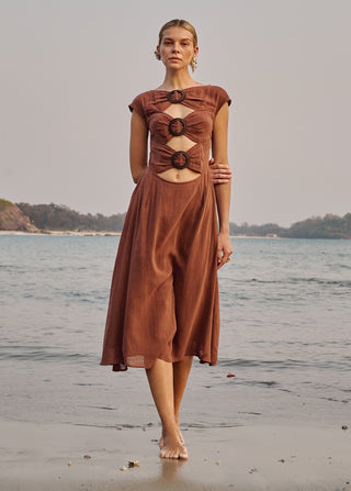 Flova coffee brown dress
