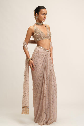 Skirt Set - Indian Wedding - Pink Modern Maharani Mirror by Vvani by Vani Vats