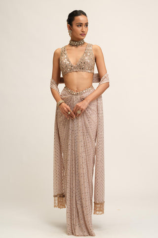 Skirt Set - Indian Wedding - Pink Modern Maharani Mirror by Vvani by Vani Vats