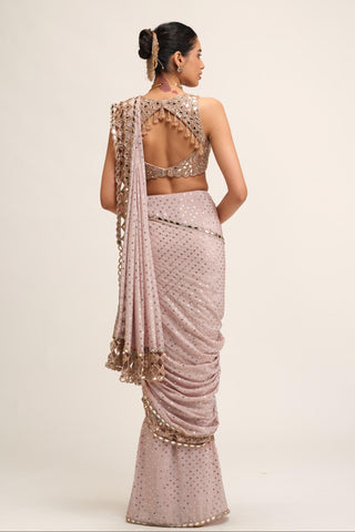 Saree Set - Indian Wedding - Pink Maharani Cutwork by Vvani by Vani Vats