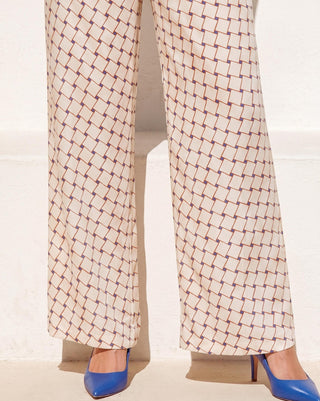 Co-ord Set Contemporary Wear - Ivory Dune Grid by Nautanky