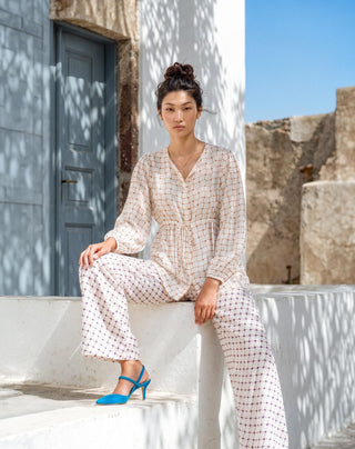 Co-ord Set Contemporary Wear - Ivory Dune Grid by Nautanky