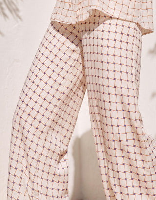 Co-ord Set Contemporary Wear - Ivory Dune Grid by Nautanky