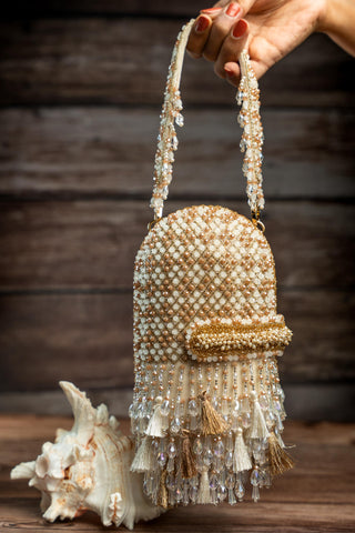 Embroidered Potli Bag Indian Wedding – Damsel Criss Cross by Nayaab by Sonia