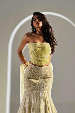 Yellow dandelion moonlight lehenga set