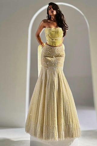 Yellow dandelion moonlight lehenga set