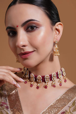 Choker Set for Indian Weddings – Pink Devika by Amraani