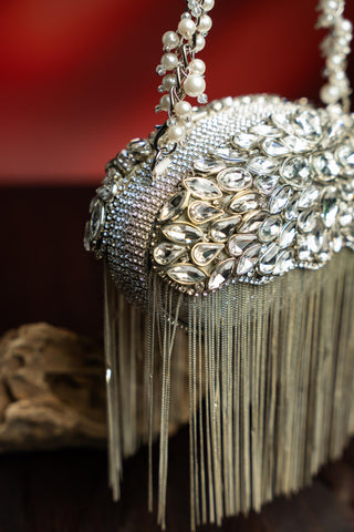 Handbag for Indian Weddings â€“ Silver Diamond Hinted by Nayaab By Sonia