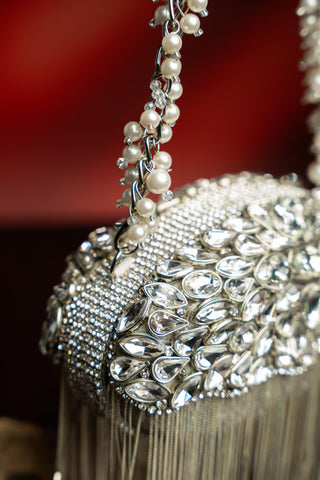 Handbag for Indian Weddings â€“ Silver Diamond Hinted by Nayaab By Sonia