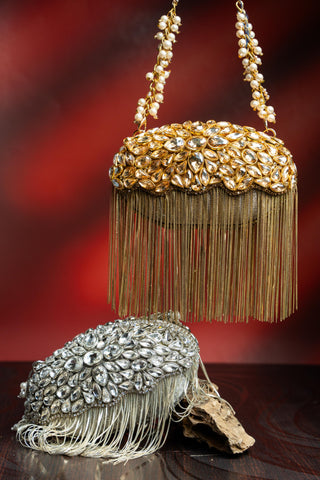 Handbag for Indian Weddings â€“ Silver Diamond Hinted by Nayaab By Sonia