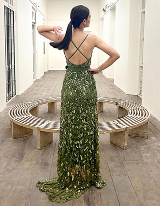 Green lizard gown