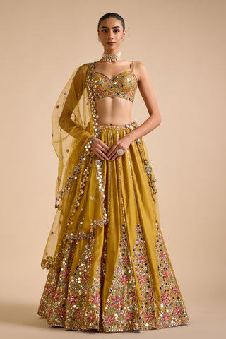 Lehenga Set Indian Wedding - Yellow Dilruba Lehenga Set by Prevasu