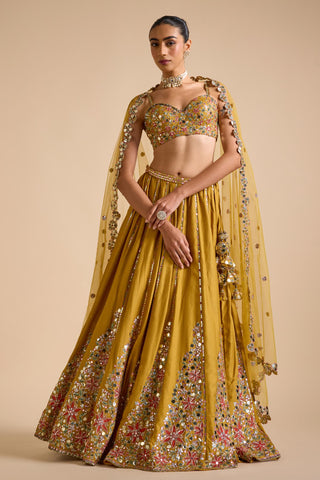 Lehenga Set Indian Wedding - Yellow Dilruba Lehenga Set by Prevasu