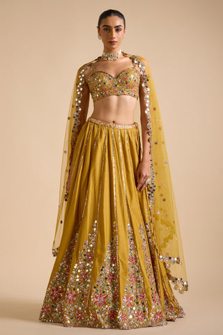 Lehenga Set Indian Wedding - Yellow Dilruba Lehenga Set by Prevasu