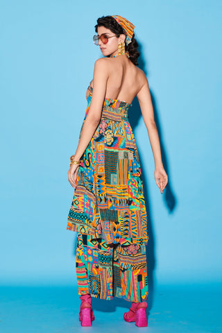 Dress for Contemporary Wear – Multicolor Melody Cultures Halter by Label Esha Amin