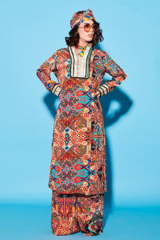 Kurta Set for Indian Wedding – Multicolor Melody Cultures Collage by Label Esha Amin