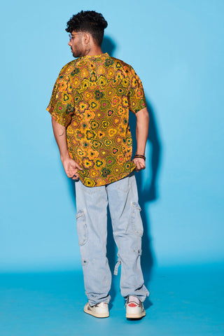 Designer Shirt for Contemporary Wear – Yellow Melody Cultures Printed by Label Esha Amin