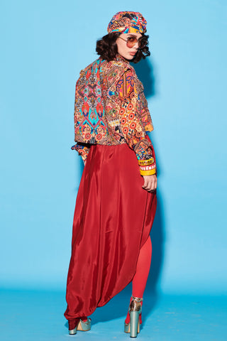 Designer Skirt for Contemporary Wear – Maroon Melody Cultures Slit by Label Esha Amin