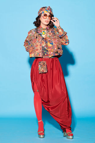 Designer Skirt for Contemporary Wear – Maroon Melody Cultures Slit by Label Esha Amin