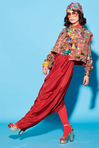 Designer Skirt for Contemporary Wear – Maroon Melody Cultures Slit by Label Esha Amin