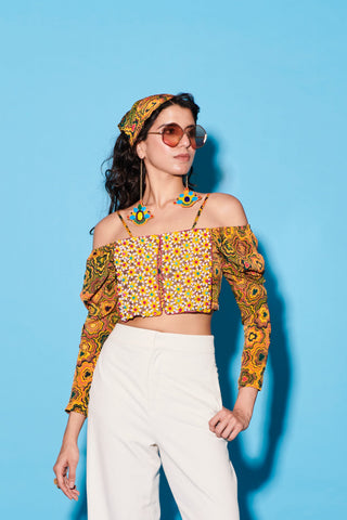 Embroidered Top for Contemporary Wear – Multicolor Melody Cultures by Label Esha Amin