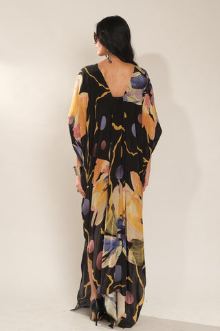Kaftan Dress for Contemporary Wear – Black Serigraph Embroidered by Label Esha Amin