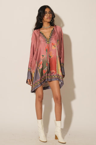 Dress for Contemporary Wear – Pink Serigraph Floral Satin by Label Esha Amin