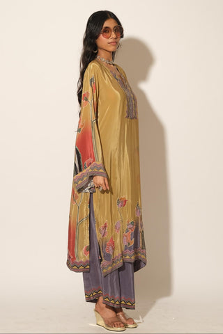 Kurta Set for Indian Wedding – Yellow Serigraph by Label Esha Amin